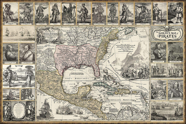 Golden Age of Pirates: Historic Art Map Poster Bella Terra Publishing LLC
