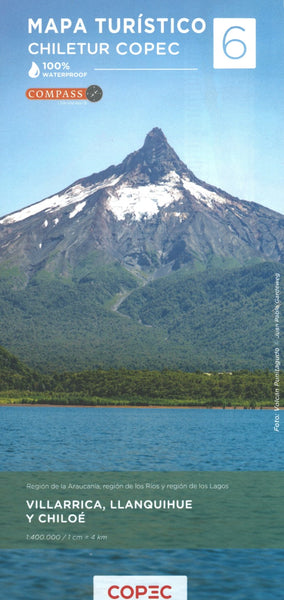 Villarrica, Llanquihue y Chiloé (Regíon de la Araucanía, Regíon de los Ríos y Regíon de los Lagos) - Chile Tourist Road Map #6 Editorial Compass Chile Spa