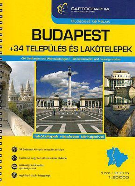 BUDAPEST +34 settlements atlas (21x26,5 cm, spiral) Cartographia