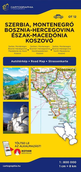 SERBIA, MONTENEGRO, BOSNIA-HERZEGOVINA road map Cartographia