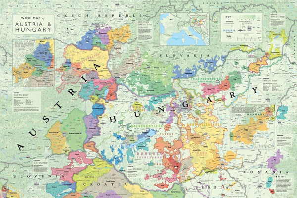 Wine Map of Austria & Hungary DeLong Wine Maps