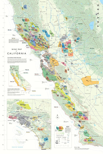 Wine Map of California DeLong Wine Maps