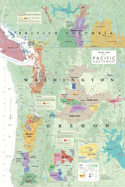 Wine Map of the Pacific Northwest DeLong Wine Maps