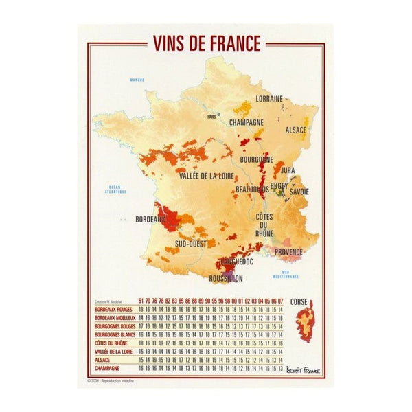 France Wine Map Postcard Editions Benoit France