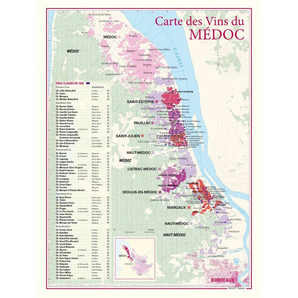 Médoc wine poster (Carte des Vins du Médoc) Editions Benoit France