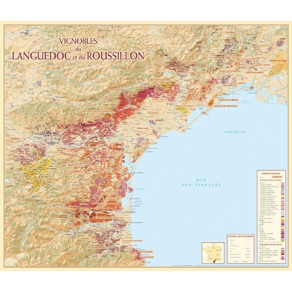 Carte des Vignobles du Languedoc et du Roussillon Editions Benoit France
