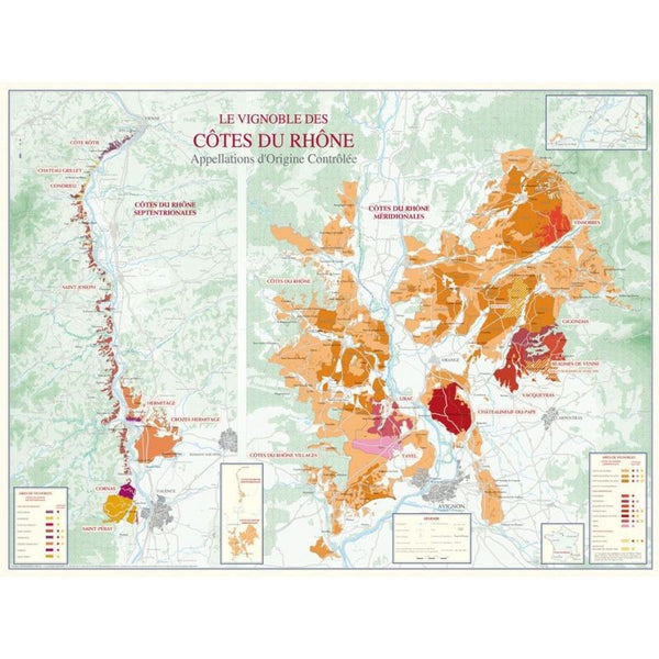 Carte des Vignobles des Côtes du Rhône Editions Benoit France