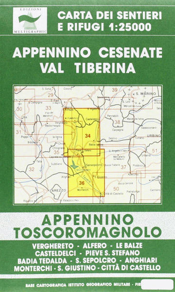 Appennino Cesenate Val Tiberina - Topographic Hiking Sheet 34/36 Edizioni Multigraphic