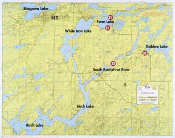 F-3: BIRCH LAKE, WHITE IRON LAKE, GABBRO LAKE Fisher Maps