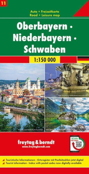 Upper Bavaria - Lower Bavaria - Swabia, road map 1:150,000, sheet 11 Freytag & Berndt