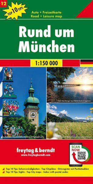 Greater Munich, road map 1:150,000, top 10 tips, sheet 12 Freytag & Berndt