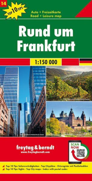 Greater Frankfurt, road map 1:150,000, top 10 tips, sheet 14 Freytag & Berndt