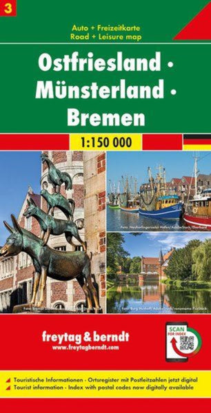 Ostfriesland - Münsterland - Bremen, road map 1:150,000, sheet 3 Freytag & Berndt