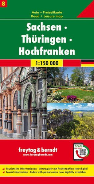 Saxony - Thuringia - Hochfranken, road map 1:150,000, sheet 8 Freytag & Berndt