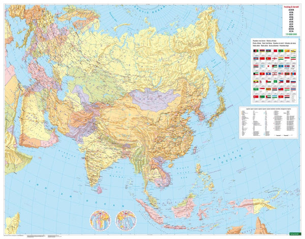 Asien, Wandkarte 1:9 000,000., Poster, freytag & berndt = Asia, wall map 1:9 000,000, wall map Freytag & Berndt