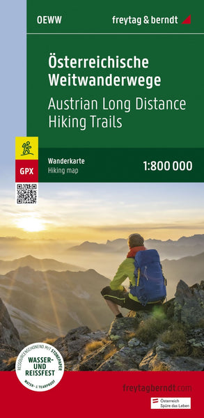 Österreichische Weitwanderwege, Wanderkarte 1:800.000, freytag & berndt = Austrian long -distance hiking trails, hiking map 1:800,000 Freytag & Berndt