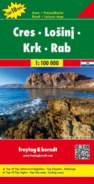 Cres - Loinj - Krk - Rab, road map 1:100,000, Top 10 Tips Freytag & Berndt