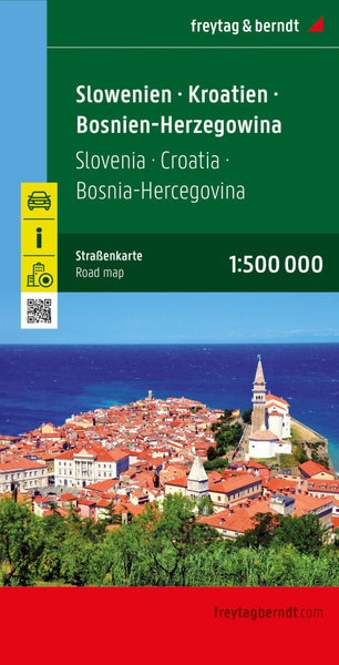 Slovenia - Croatia - Bosnia -Herzegovina, road map 1:500,000 Freytag & Berndt