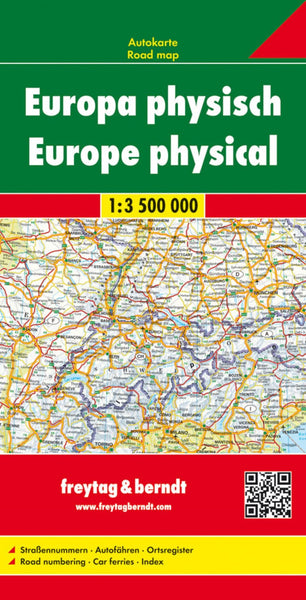 Europe physical, road map 1:3.500,000 Freytag & Berndt