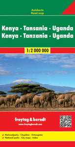 Kenya - Tanzania - Uganda - Rwanda, road map 1:2.000.000
