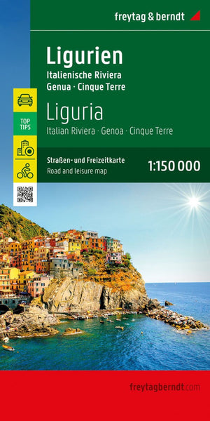 Liguria - Italian Riviera - Genoa, road map 1:150,000, top 10 tips Freytag & Berndt