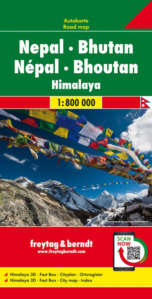 Nepal - Bhutan, road map 1:800,000 Freytag & Berndt