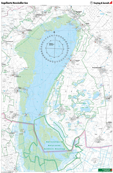 Lake Neusiedl, sailing map 1:50,000, wall map, flat Freytag & Berndt