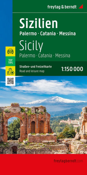 Sicily - Palermo, top 10 tips, road map 1:150,000 Freytag & Berndt