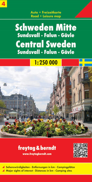 Sweden Mid - Sundsvall - Falun - Gävle, road map 1:250,000 Freytag & Berndt