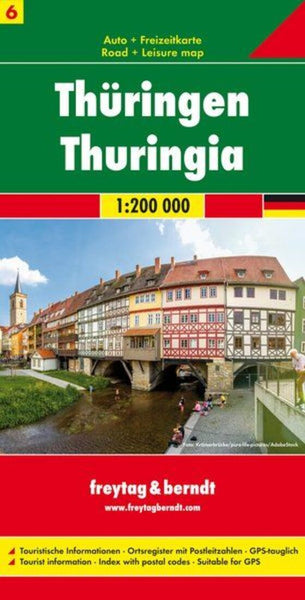 Thuringen Germany Road Map 1:200,000 Freytag & Berndt