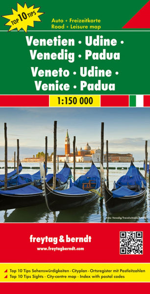 Veneto - Udine - Venice - Padua, road map 1:150,000, top 10 tips Freytag & Berndt