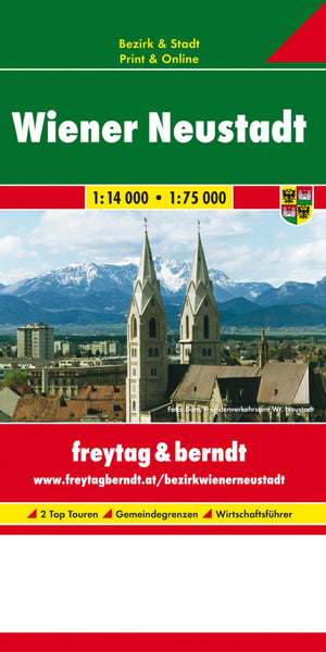 Wiener Neustadt, Stadtplan 1:14.000 - 1:75.000, Stadt + Bezirk = Wiener Neustadt, city map 1:14,000 - 1:75,000, city + district Freytag & Berndt