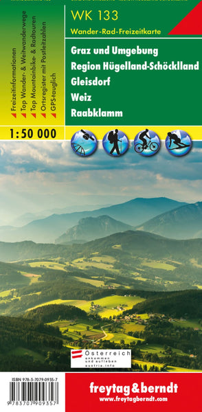 WK 133 Graz and the surrounding area - Hügelland -Schöcklland - Gleisdorf - Weiz - Raabklamm, hiking map 1:50,000 Freytag & Berndt