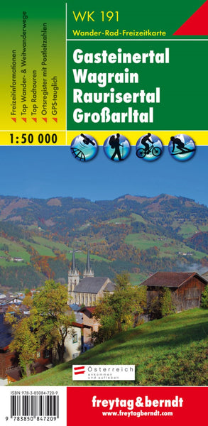 WK 191 Gastein Valley - Wagrain - Raurisertal - Großarltal, hiking map 1:50,000 Freytag & Berndt