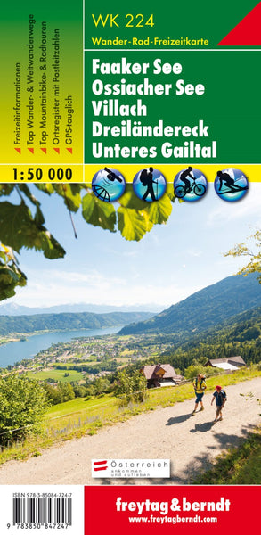 WK 224 Faaker See - Ossiacher See - Villach - three -way area - Lower Gailtal, hiking map 1:50,000 Freytag & Berndt