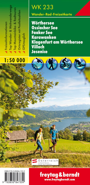 WK 233 Wörthersee - Ossiacher See - Faaker See - Karawanken - Klagenfurt am Wörthersee - Villach - Jesenice, hiking map 1:50,000 Freytag & Berndt