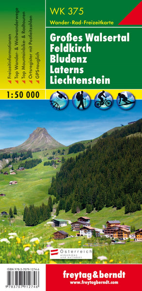 WK 375 Large Walsertal - Feldkirch - Bludenz - Laterns - Liechtenstein, hiking map 1:50,000 Freytag & Berndt