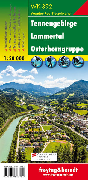 WK 392 Tennengebirge - Lammertal - Osterhorn Group, hiking map 1:50,000 Freytag & Berndt