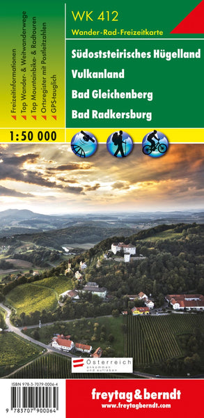 WK 412 SouthEast Styrian Hügelland - Vulkanland - Bad Gleichenberg - Bad Radkersburg, hiking map 1:50,000 Freytag & Berndt