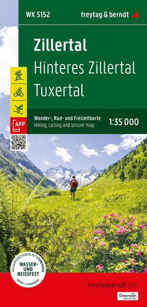 Zillertal, Hiking, Cycling, and Leisure Map 1:35,000, WK 5152 Freytag & Berndt