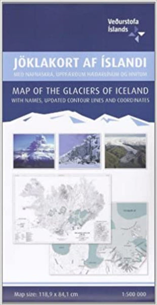 Map of the Glaciers of Iceland Ferdakort hf.