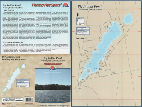 BIG INDIAN POND - LAMINATED ME MAP Fishing Hot Spots