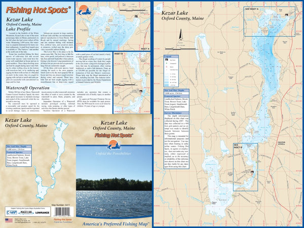 KEZAR LAKE - LAMINATED ME MAP Fishing Hot Spots