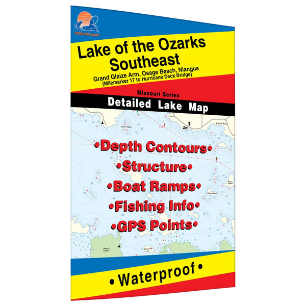 Lake of the Ozarks-Southeast (Hurricane Deck to Milemarker 17) Fishing Map Fishing Hot Spots