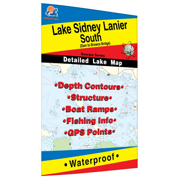 Lake Sidney Lanier South Fishing Map (Dam to Browns Bridge) Fishing Hot Spots