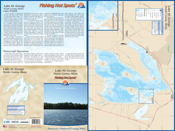 LAKE ST GEORGE LAKE - LAMINATED ME MAP Fishing Hot Spots