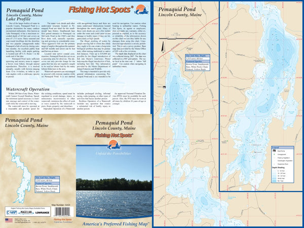 PEMAQUID POND - LAMINATED ME MAP Fishing Hot Spots