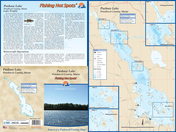 PUSHAW LAKE - LAMINATED ME MAP Fishing Hot Spots