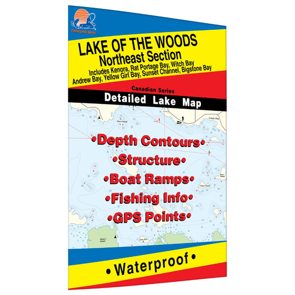 Lake of the Woods Northeast Fishing Map (incl. Kenora/Witch/Bigstone Bays) Fishing Hot Spots