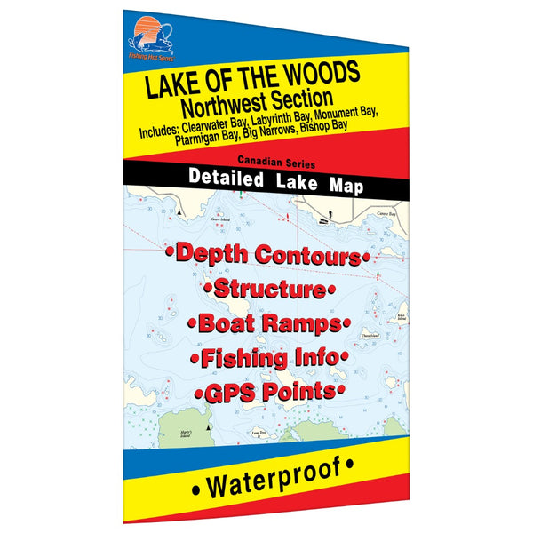 Lake of the Woods Northwest Fishing Map, Lake (incl. Clearwater/Portage Narrows) Fishing Hot Spots